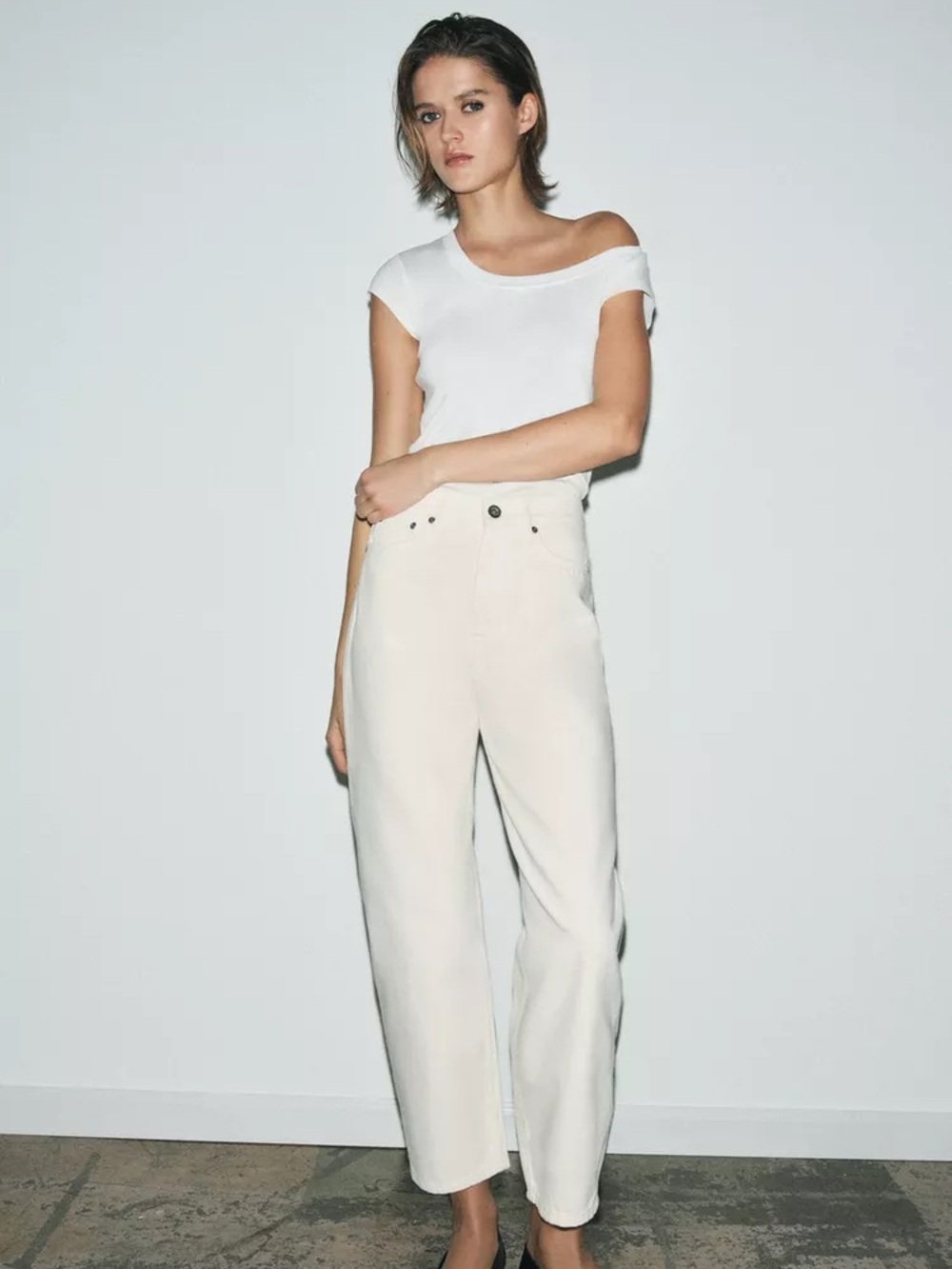 NWT Garage High-Rise Baggy Jeans in Off-White/💯CottonCream Size9